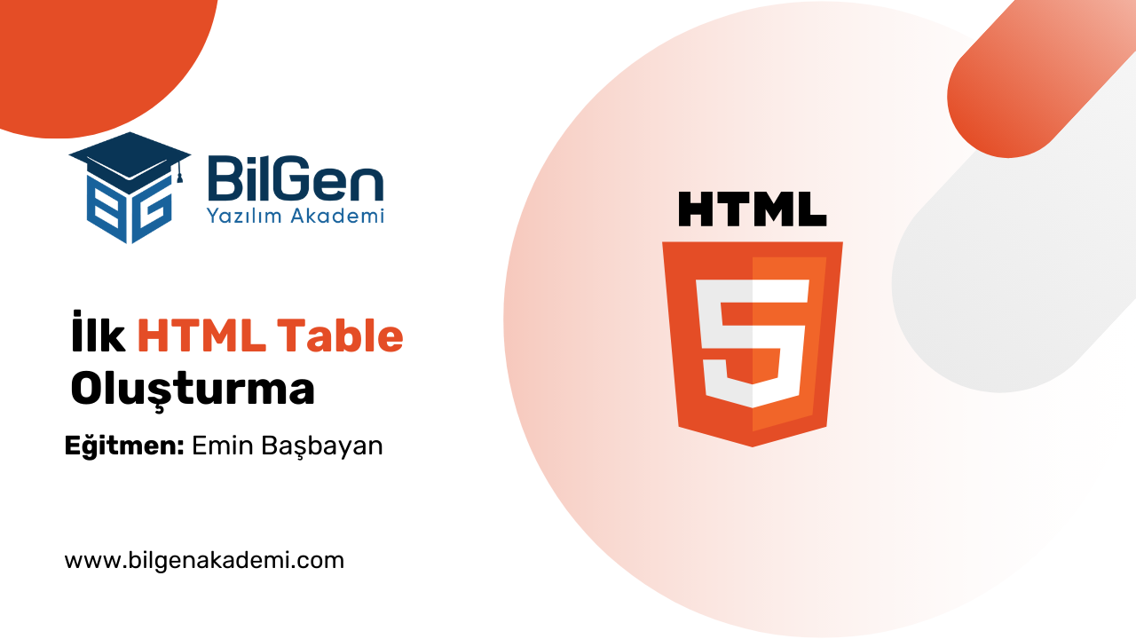 İlk HTML Table Oluşturma